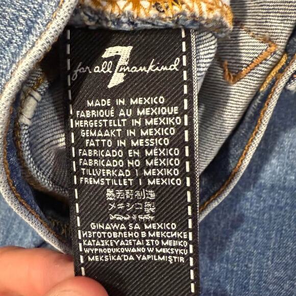 7 For All Mankind High Waist Ankle Skinny Denim Jeans Women’s 28 Blue Button Fly - Picture 9 of 9